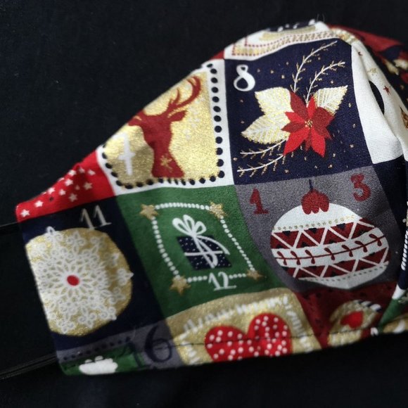 Adult Advent Calendar Christmas Handmade Face Mask Masque 100% Cotton Holidays - Picture 2 of 3